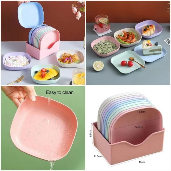10pcs Plate Set with Holder (Random Colors)