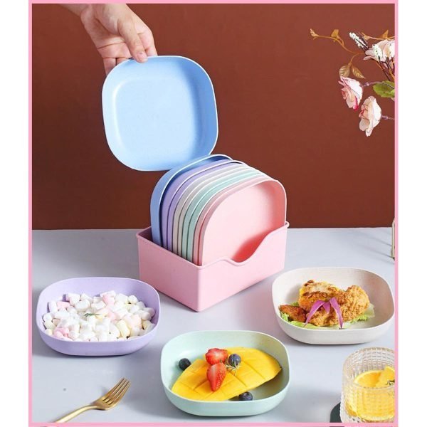 10pcs Plate Set with Holder (Random Colors)
