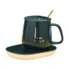 Ceramic Coffee Cup With Automatic Heating Pad | Only In Green Color.