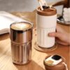 Portable Stainless Steel Coffee Thermos – Temp Display, 450ml (Random Color)