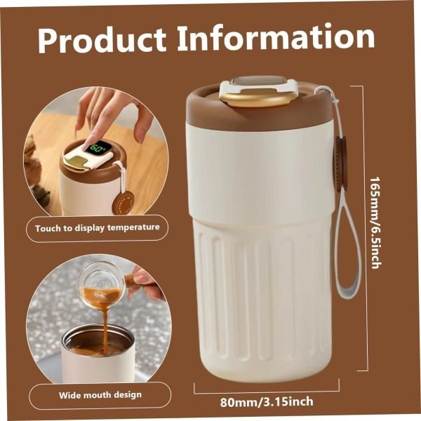 Portable Stainless Steel Coffee Thermos – Temp Display, 450ml (Random Color)