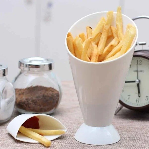 French-Fries-Cup-with-Ketchup-Holder-2.jpeg Fries Holder with Sauce Cup (Random Color)
