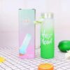 Frosted Glass Water Bottle With Hello Master Decal Logo (Random Color)