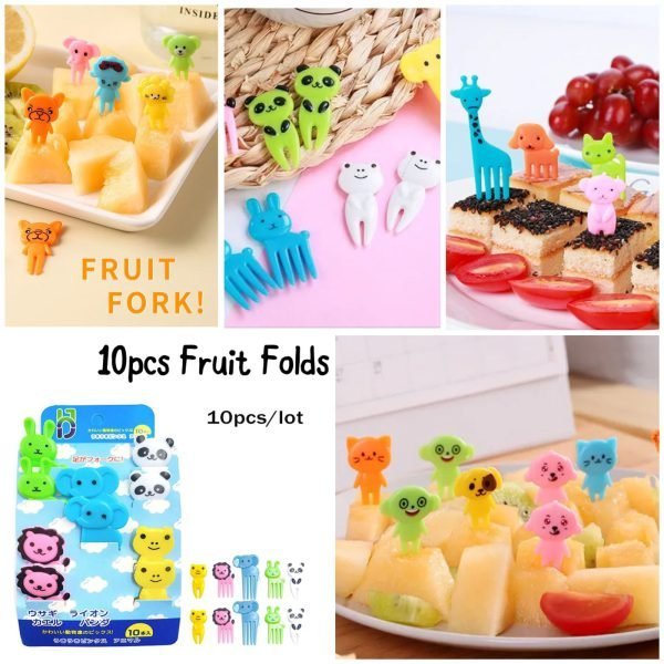 Kids Fruit Forks – 10pcs Set (Random Designs)