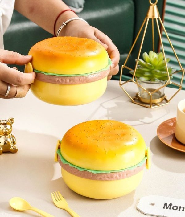 Round-Burger-Shape-Lunch-Box-2.jpg Burger Lunch Box – 3 Layer
