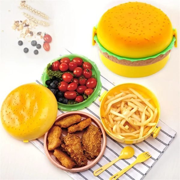 Round-Burger-Shape-Lunch-Box-6.jpg Burger Lunch Box – 3 Layer