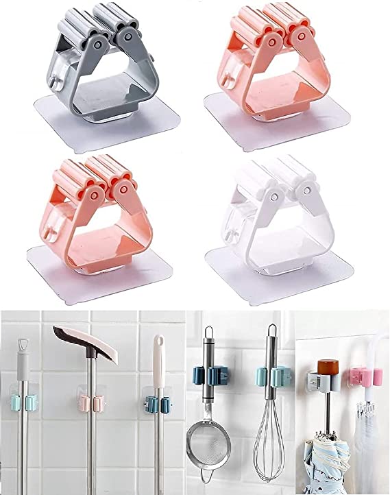 1-pc-mop-and-broom-self-adhesive-holder-wall-mount-magic-hanger-organizer-cleaning-tools-storage-mop-rack-random-color - 4 1 Pc Mop And Broom Self Adhesive Holder Wall Mount Magic Hanger Organizer Cleaning Tools Storage Mop Rack (Random Color)