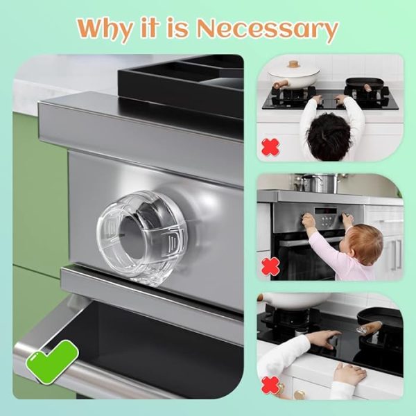 2 Pcs Stove Knob Lock Baby Safety Stove Gas Knob Covers & Childproof Oven Lock, Kitchen Safety Stove Locks For Babies & Toddlers