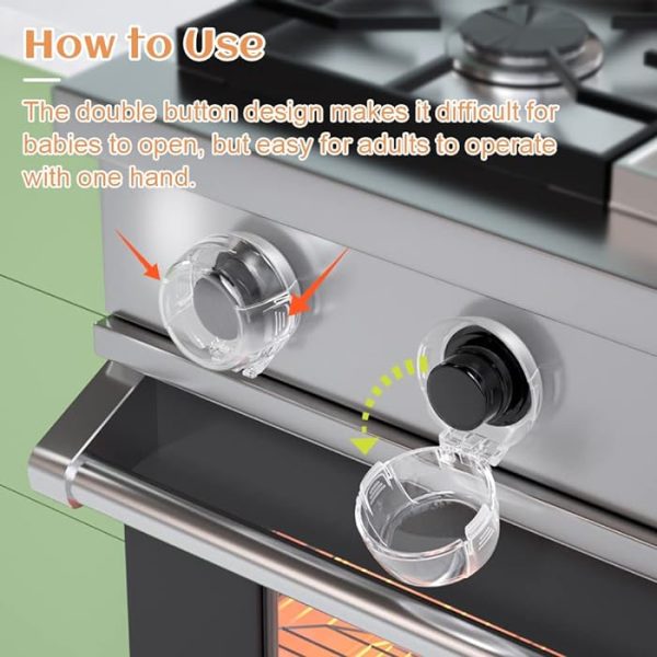 2 Pcs Stove Knob Lock Baby Safety Stove Gas Knob Covers & Childproof Oven Lock, Kitchen Safety Stove Locks For Babies & Toddlers