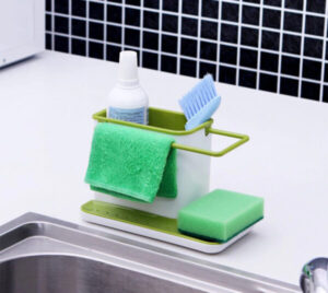 3-IN-1~1 3-in-1 Soap Pump Dispenser With Sponge Holder Liquid Dispenser Container Hand Press Soap Organizer Kitchen Cleaner Tools Hot With Self Draining Sink Tidy Organizer Brush Sponge Cleaning Cloth Holder