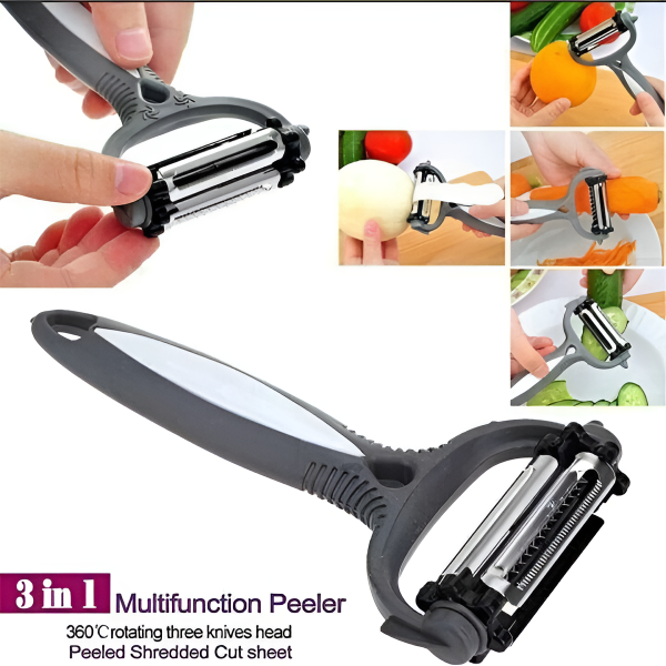 3-in-1 Vegetable Peeler Cyclone Knife - Roto Peeler | Multifunctional Kitchen Tool Designed For Multiple Peeling (Random Color)
