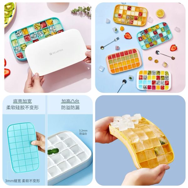 32-grid-silicone-ice-cube-tray-with-lid-cover-random-color - 1 32 Grid Silicone Ice Cube Tray With Lid Cover (Random Color)