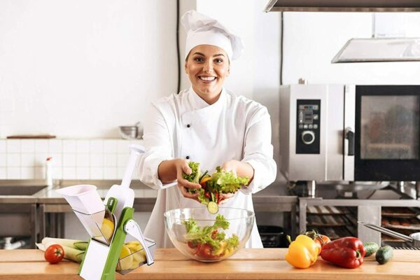 4 In 1 Vegetable Cutter Chopper Adjustable Multi-Function Drum Cutter Vertical Vegetable Cutter Kitchen Shredder Grater Artifact (Random Color)