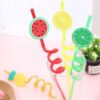 4pcs-cartoon-lime-lemon-pineapple-watermelon-plastic-spiral-drinking-straws-children-random-color - 3 4pcs Cartoon Lime Lemon Pineapple Watermelon Plastic Spiral Drinking Straws Children (Random Color)