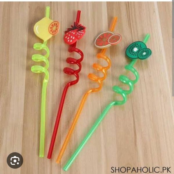 4pcs-cartoon-lime-lemon-pineapple-watermelon-plastic-spiral-drinking-straws-children-random-color - 9 4pcs Cartoon Lime Lemon Pineapple Watermelon Plastic Spiral Drinking Straws Children (Random Color)