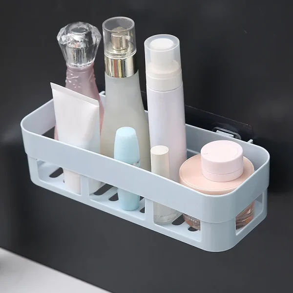 1 Pcs Bathroom Shelf Bathroom Adhesive Storage Rack Kitchen Home Decoration (Random Color )