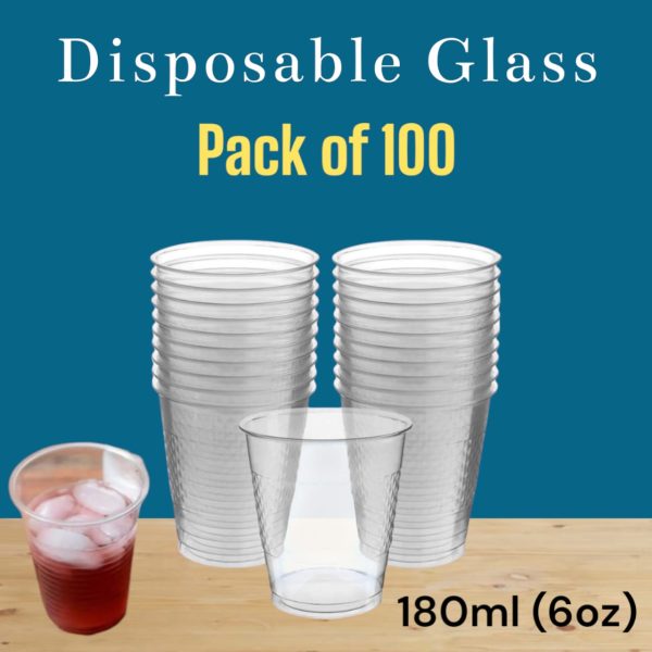 Disposable Drinking Glasses Cups Transparent Plastic [180ml]