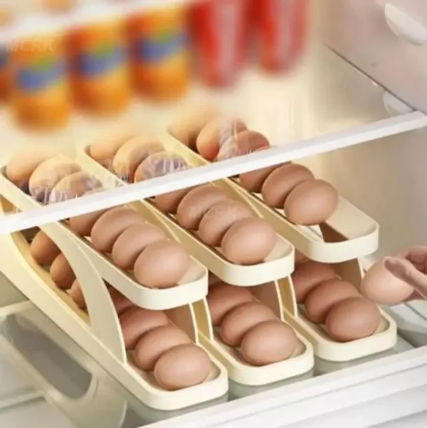 Egg Organizer Automatic Scrolling Egg Rack, Double Layer Egg Storage Tray (Random Colors)
