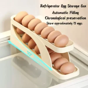 Egg Organizer Automatic Scrolling Egg Rack, Double Layer Egg Storage Tray (Random Colors)