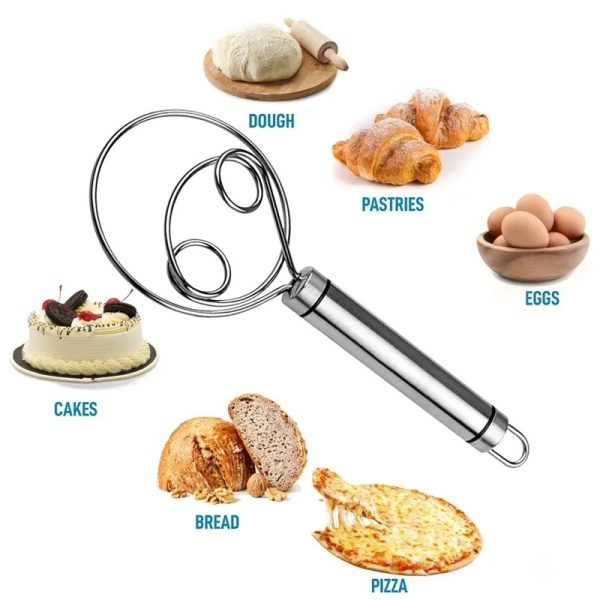 Manual Non Stick Steel Flour Cream Mixer Beater | Dough Whisk Mixer, Kitchen Baking Blender Tool