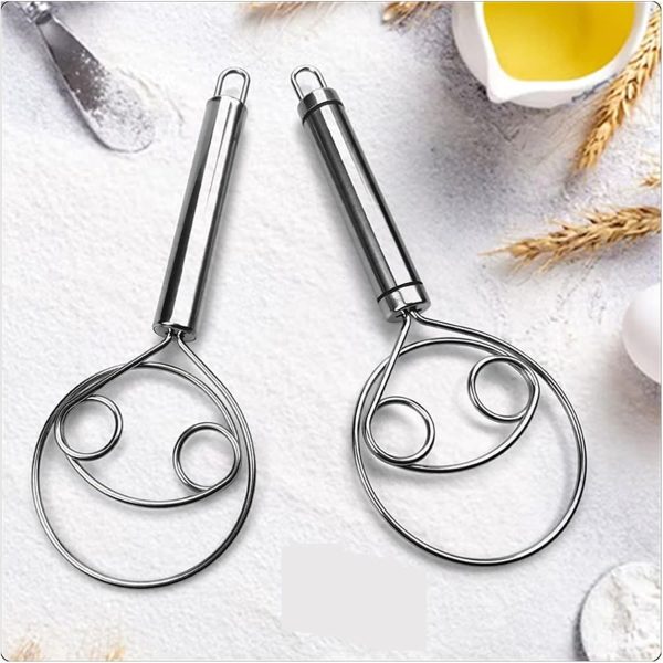 Manual Non Stick Steel Flour Cream Mixer Beater | Dough Whisk Mixer, Kitchen Baking Blender Tool