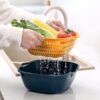 multi-function-double-layer-draining-storage-basket-with-lid-kitchen-basket-random-color - 3 Multi-function Double-layer Draining Storage Basket With Lid | Kitchen Basket (Random Color)