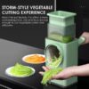 Multifunctional Manual Rotary Vegetable Cutter | Cheese Grater With Handle Durable Mandolin Slicer With Suction Base | 3 In 1 Interchangeable Blades