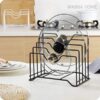 Multifunctional Pot, Useful Dish Rack, Lid Holder - Metal (Black)