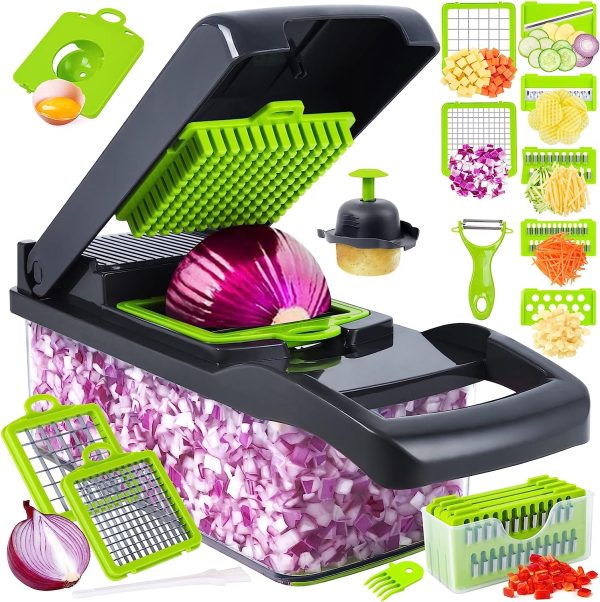 16 In1 Mandoline Slicer Veggie Food Chopper Vegetable Cutter Tomato Carrot Grater Cheese French Onion Shredders Kitchen Tool