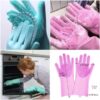 Pair Of Silicone Washing Full Finger Gloves For Home & Kitchen (Random Color)
