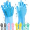 Pair Of Silicone Washing Full Finger Gloves For Home & Kitchen (Random Color)