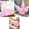 Pair Of Silicone Washing Full Finger Gloves For Home & Kitchen (Random Color)