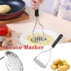 Potato Masher Stainless Steel Manual Kitchen Vegetable Ricer Fruit Banana Egg Crusher Tool (Random Color)