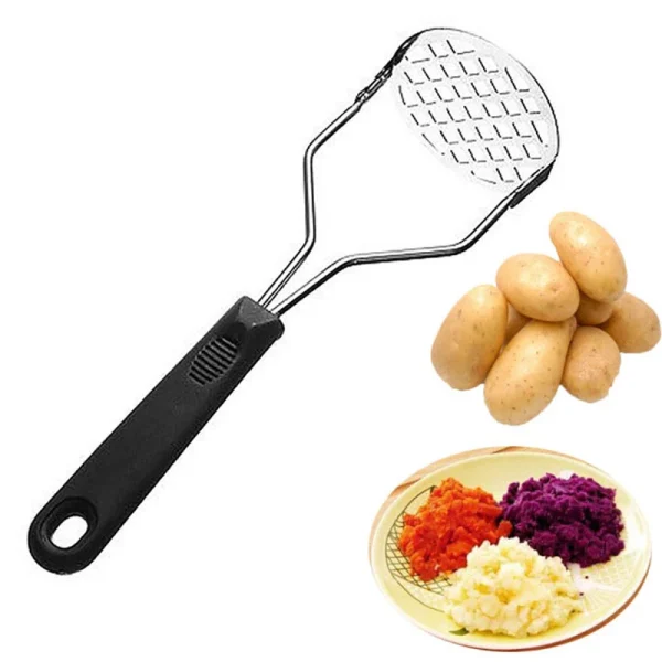 Potato Masher Stainless Steel Manual Kitchen Vegetable Ricer Fruit Banana Egg Crusher Tool (Random Color)