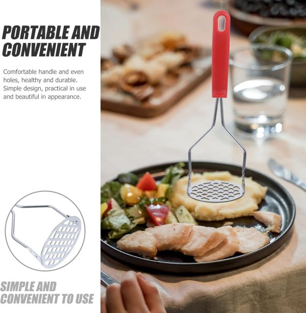 Potato Masher Stainless Steel Manual Kitchen Vegetable Ricer Fruit Banana Egg Crusher Tool (Random Color)