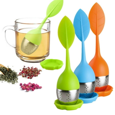 Silicone Tea Infuser | Stainless Steel Strainer Drip Tray Included (Random Color)