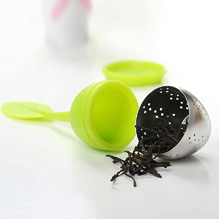 Silicone Tea Infuser | Stainless Steel Strainer Drip Tray Included (Random Color)