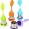 Silicone Tea Infuser | Stainless Steel Strainer Drip Tray Included (Random Color)