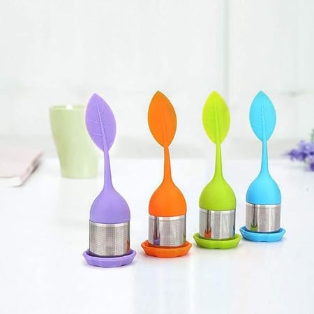 Silicone Tea Infuser | Stainless Steel Strainer Drip Tray Included (Random Color)