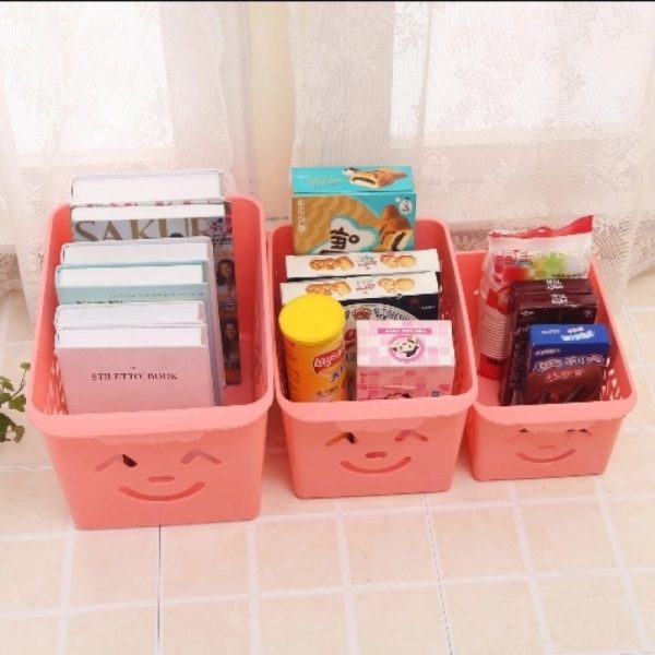 Smile Basket Without Cap Pack Off 3 | Storage Organizer Basket | Multipurpose Baskets For Kitchen, Home, Office & Bathroom (random Color)