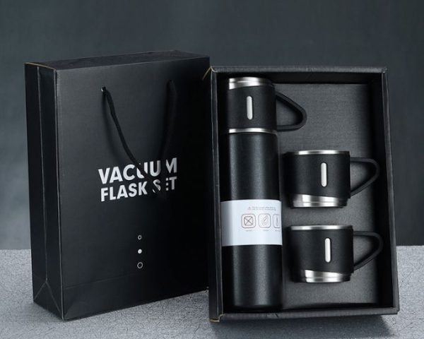 stainless-steel-vacuum-flask-set-500ml-with-2cups-random-color - 1 Stainless Steel Vacuum Flask Set, 500ml With 2cups (Random Color)
