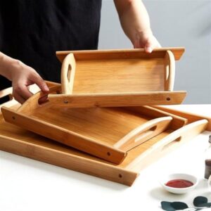 3 pcs wooden serving tray set for kitchen and home use