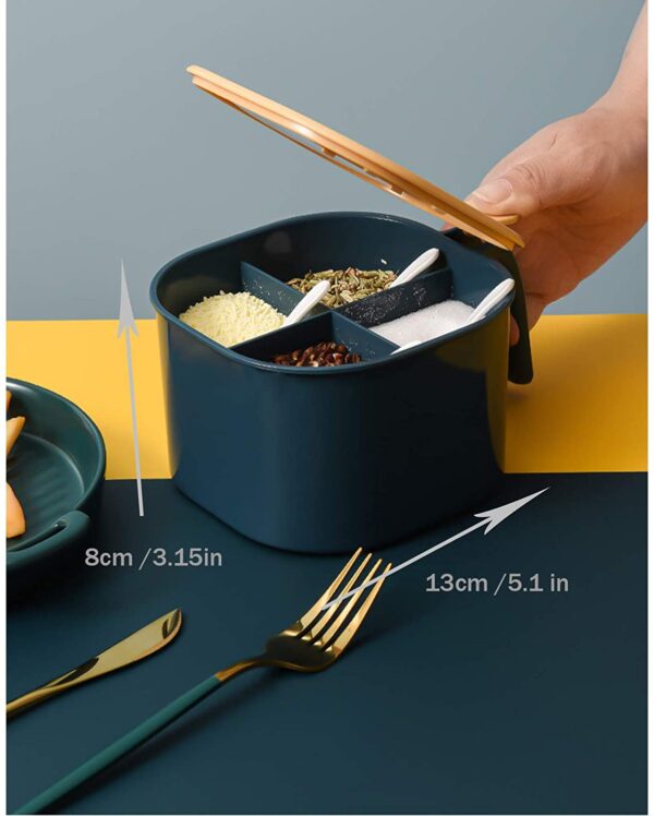 Modern Spice Kit – 4 Grid Spice Jar with Spoons | 1000ml Storage Box (random Color)