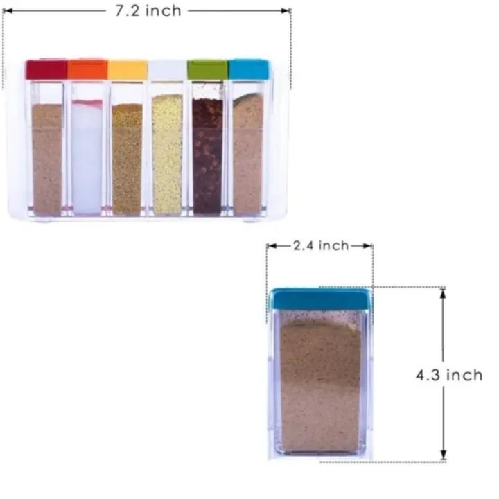6-Piece Transparent Spice Jar Set with Colorful Lids Kitchen Organizer - Image 4