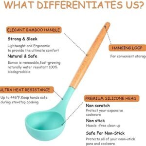 Alternative view of Silicone Kitchen Spoon Set Heat Resistant Cooking Utensils